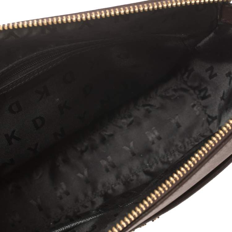 Pre Owned DKNY Burgundy Leather Ava Zip Crossbody Bag