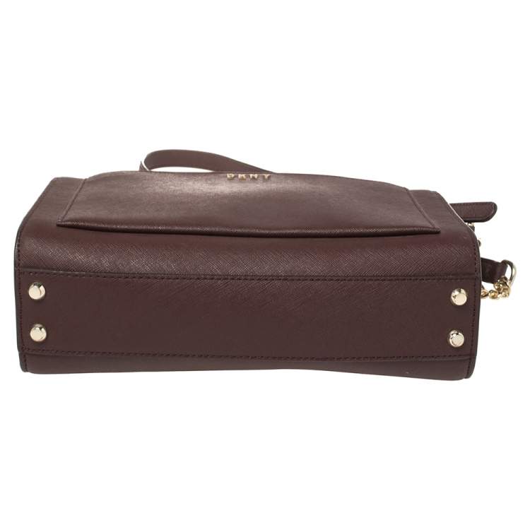 Pre Owned DKNY Burgundy Leather Ava Zip Crossbody Bag