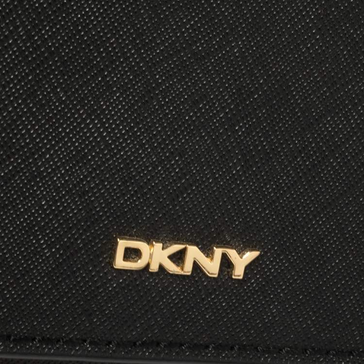 Pre Owned DKNY Black Saffiano Leather Bryant Park Flap Crossbody Bag