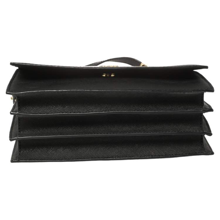 Pre Owned DKNY Black Saffiano Leather Bryant Park Flap Crossbody Bag