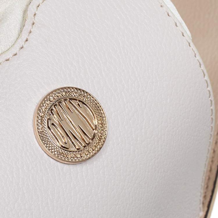 Pre Owned DKNY Cream Croc Embossed Leather Front Pocket Tote
