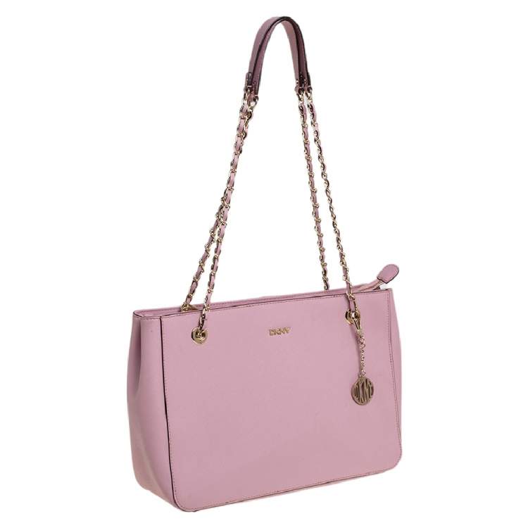 Pre Owned Dkny Pink Saffiano Leather Bryant Park Chain Tote
