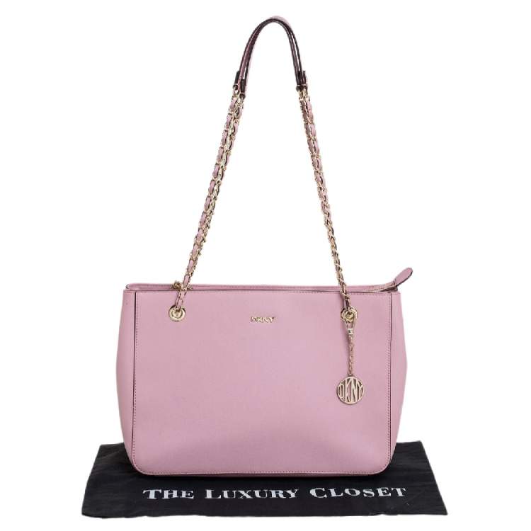 Pre Owned Dkny Pink Saffiano Leather Bryant Park Chain Tote