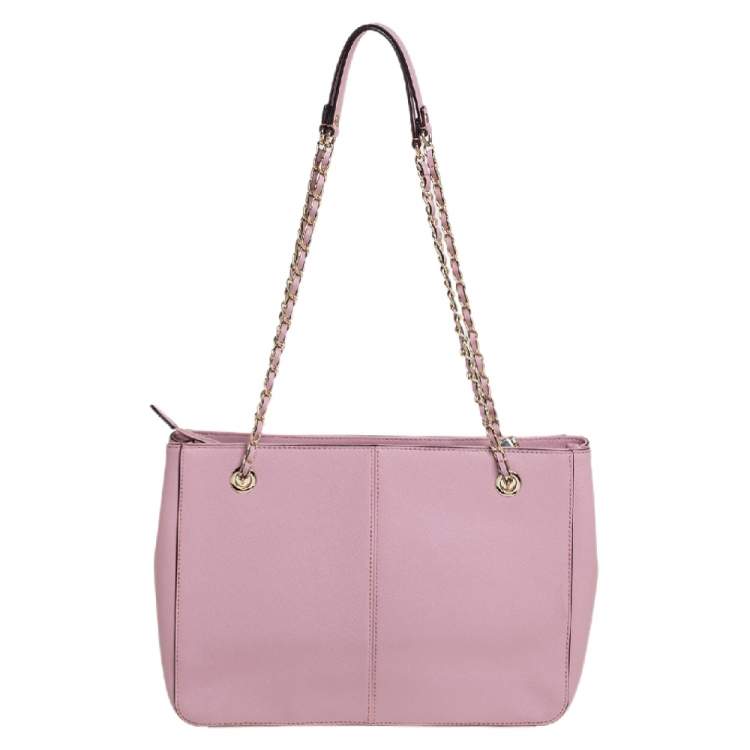 Pre Owned Dkny Pink Saffiano Leather Bryant Park Chain Tote