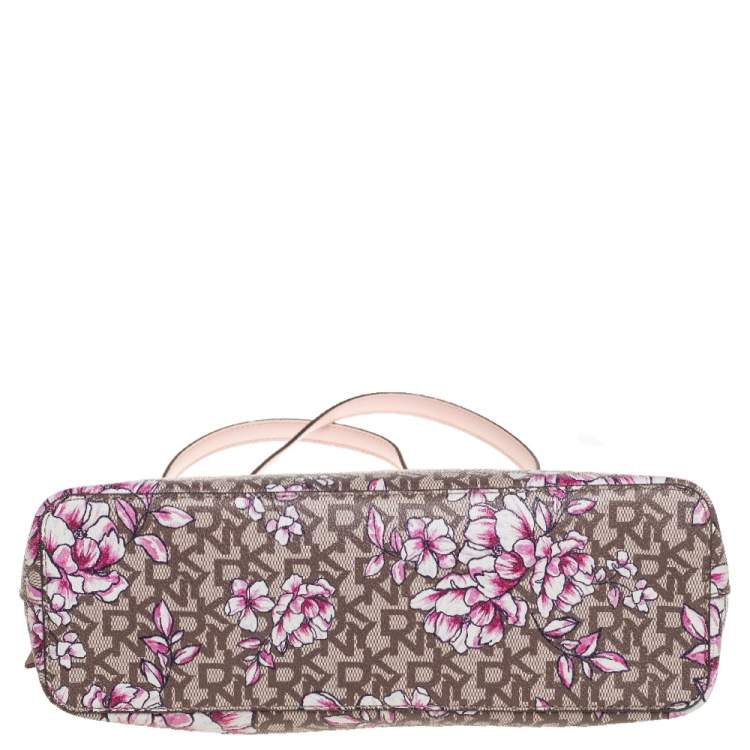 Pre Owned DKNY Multicolor Floral Print Leather Zip Satchel