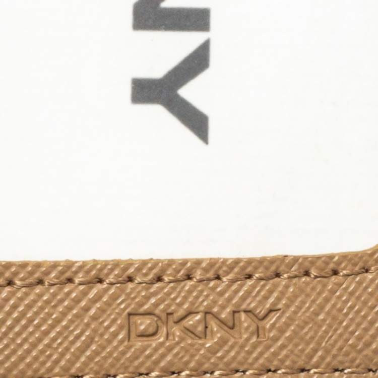 Pre Owned Dkny Grey Monogram Canvas And Leather Flap Wallet
