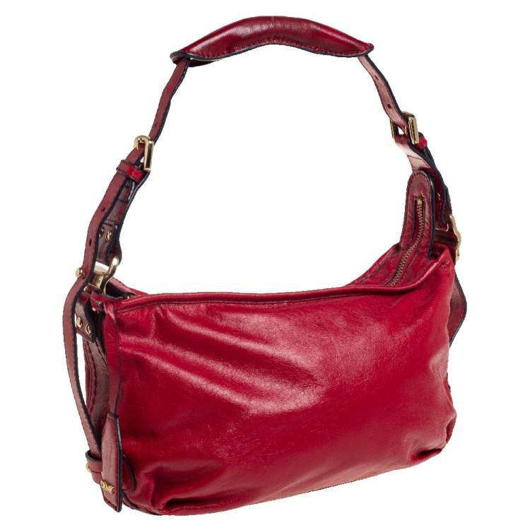 Pre Owned Dkny Red Leather Hobo