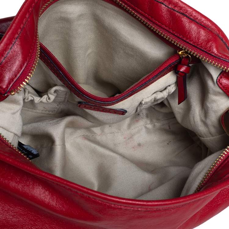 Pre Owned Dkny Red Leather Hobo