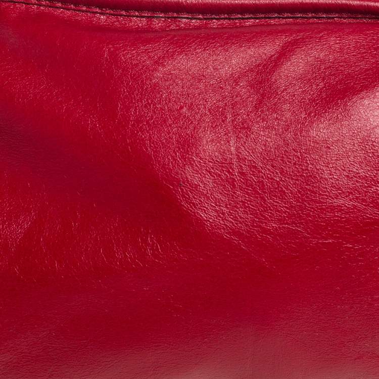 Pre Owned Dkny Red Leather Hobo
