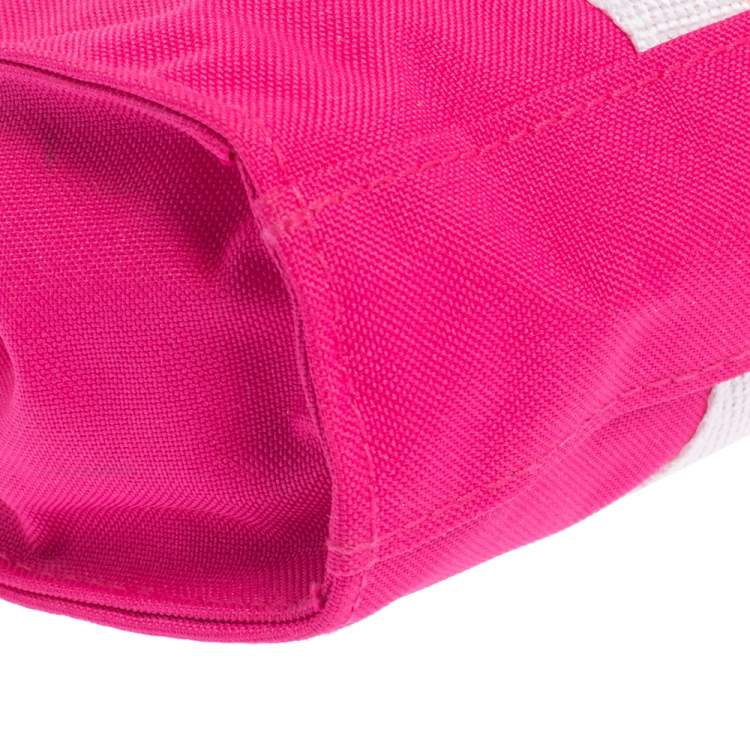 Pre Owned Dkny Pink/White Logo Stripe Nylon Wristlet Pouch