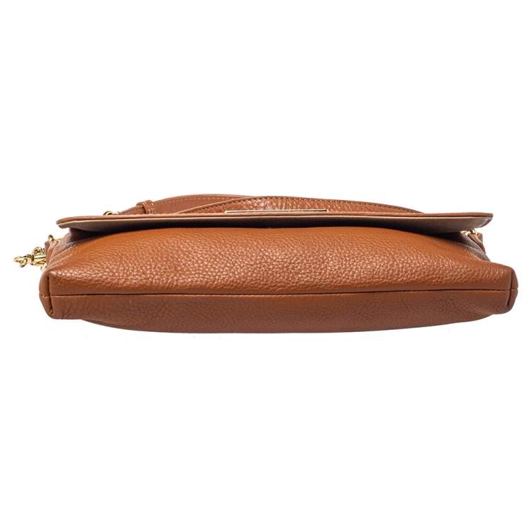 مملوكة مسبقًا Dkny Brown Leather Bryant Park Flap Crossbody Bag
