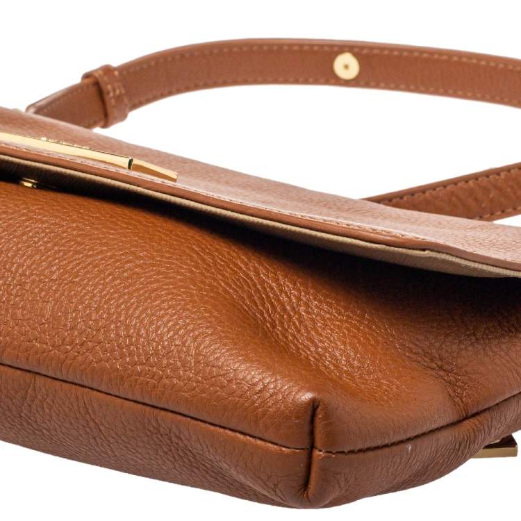 مملوكة مسبقًا Dkny Brown Leather Bryant Park Flap Crossbody Bag