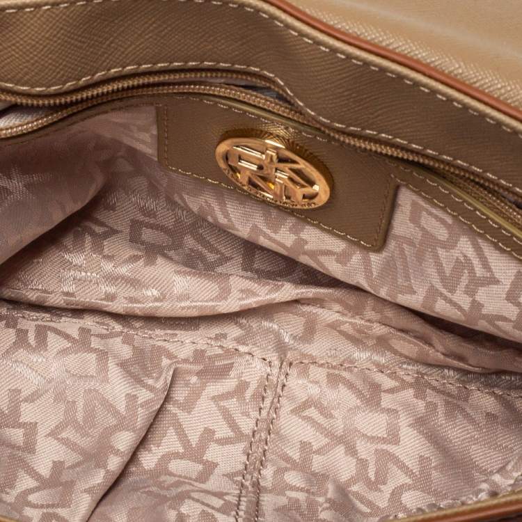 مملوكة مسبقًا Dkny Brown Leather Bryant Park Flap Crossbody Bag