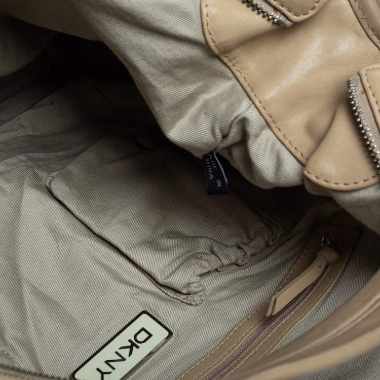 Pre Owned Dkny Beige Leather Hobo