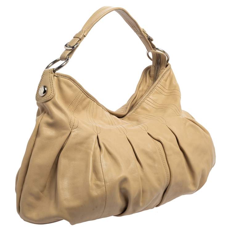 Pre Owned Dkny Beige Leather Hobo