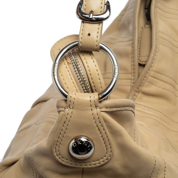 Pre Owned Dkny Beige Leather Hobo