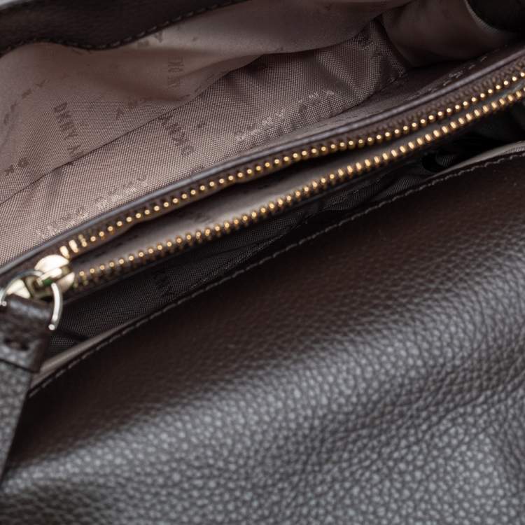 Pre Owned Dkny Brown/Beige Signature Coated Canvas and Leather Small  Elisa Crossbody Bag