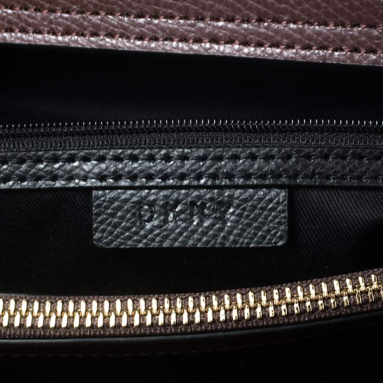 Pre Owned Dkny Maroon Leather Bryant Park Front Pocket Satchel