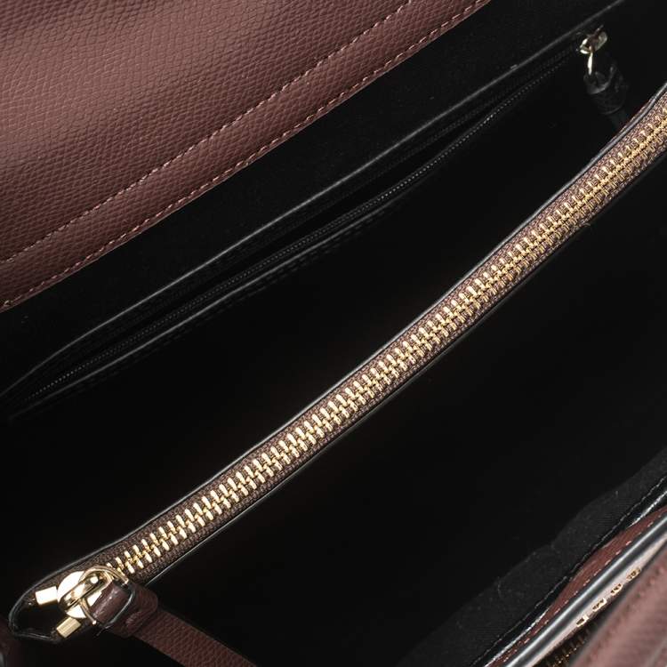 Pre Owned Dkny Maroon Leather Bryant Park Front Pocket Satchel