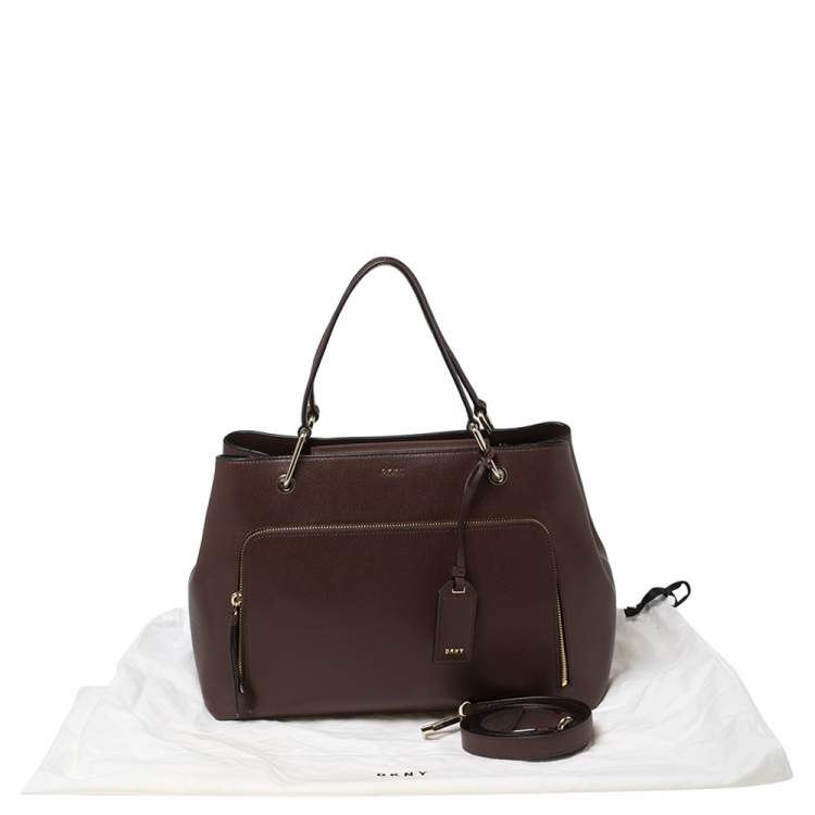 Pre Owned Dkny Maroon Leather Bryant Park Front Pocket Satchel