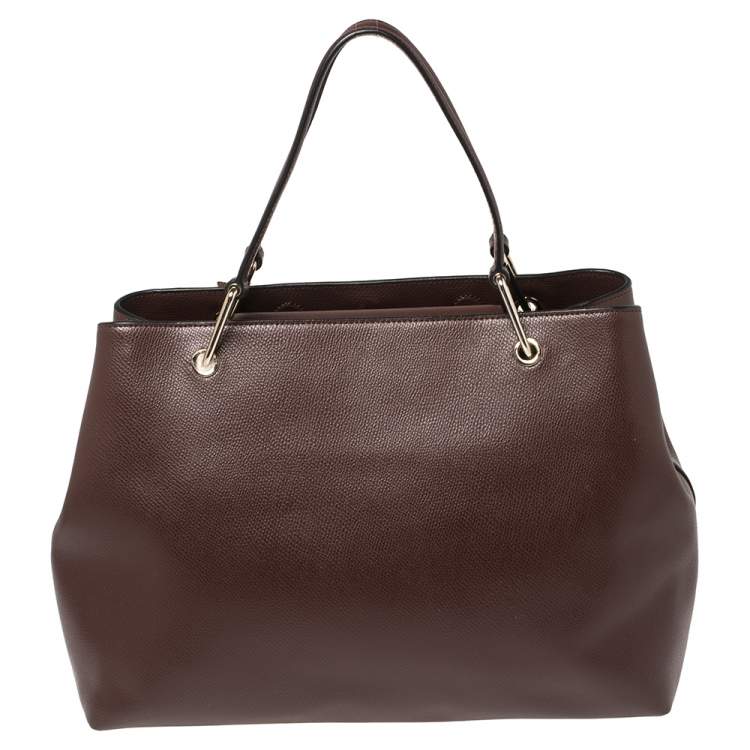 Pre Owned Dkny Maroon Leather Bryant Park Front Pocket Satchel