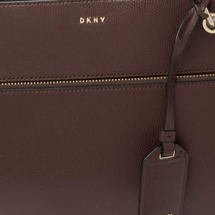 Pre Owned Dkny Maroon Leather Bryant Park Front Pocket Satchel