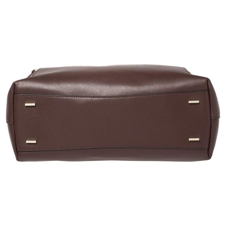 Pre Owned Dkny Maroon Leather Bryant Park Front Pocket Satchel