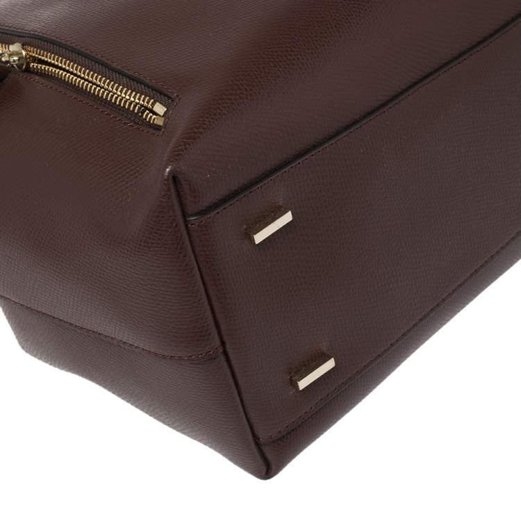 Pre Owned Dkny Maroon Leather Bryant Park Front Pocket Satchel