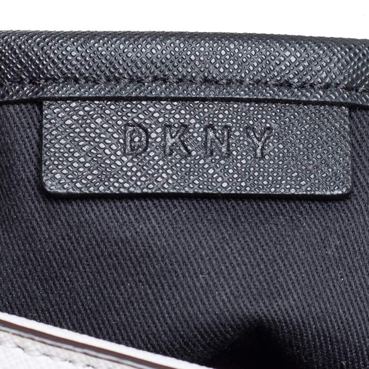Pre Owned DKNY White Leather Logo Flap Crossbody Bag