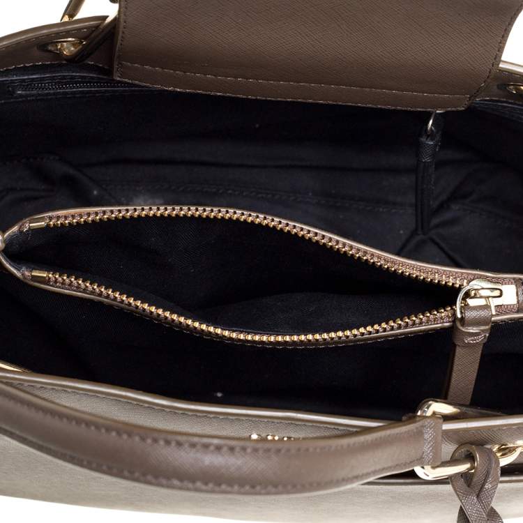 Pre Owned DKNY Brown Leather Bryant Park Front Pocket Satchel