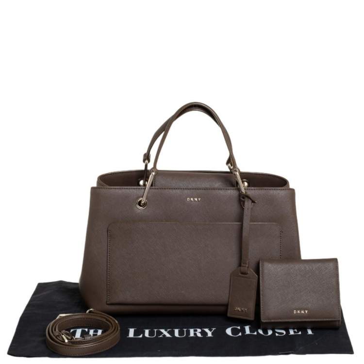 Pre Owned DKNY Brown Leather Bryant Park Front Pocket Satchel