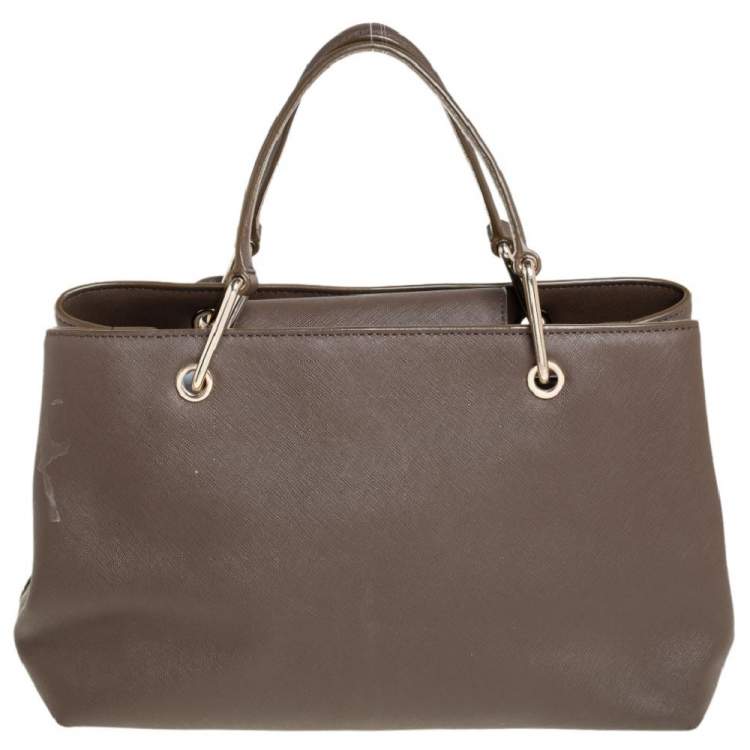 Pre Owned DKNY Brown Leather Bryant Park Front Pocket Satchel
