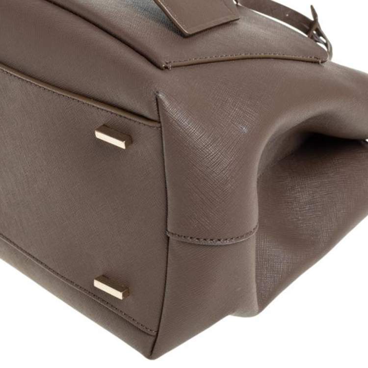Pre Owned DKNY Brown Leather Bryant Park Front Pocket Satchel