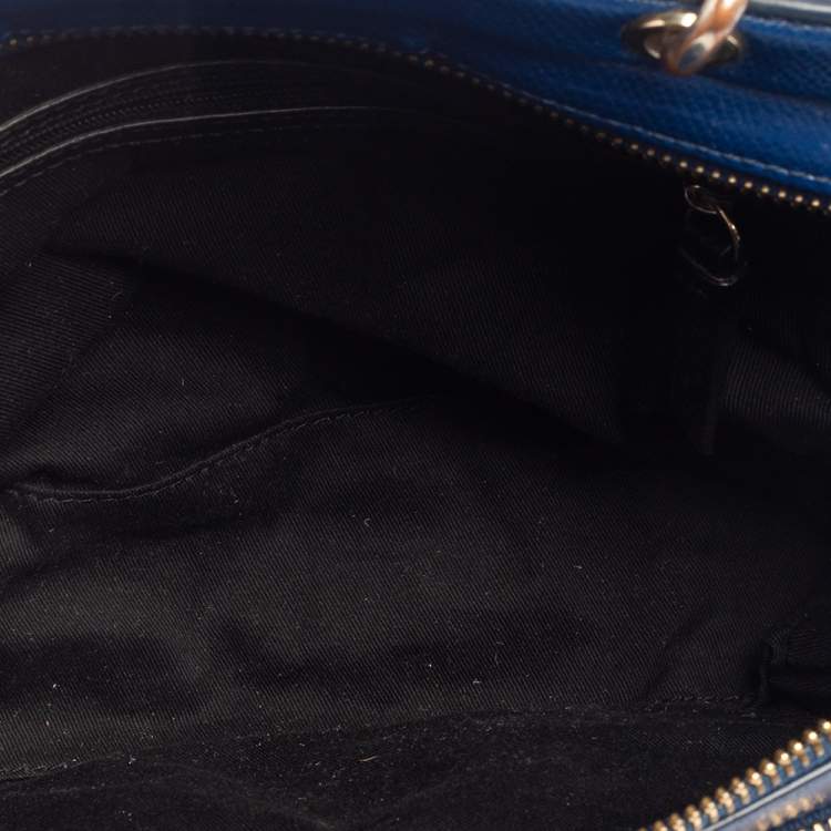 Pre Owned Dkny Blue Leather Greenwhich Top Handle Bag