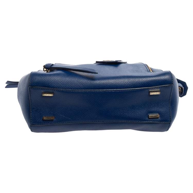 Pre Owned Dkny Blue Leather Greenwhich Top Handle Bag