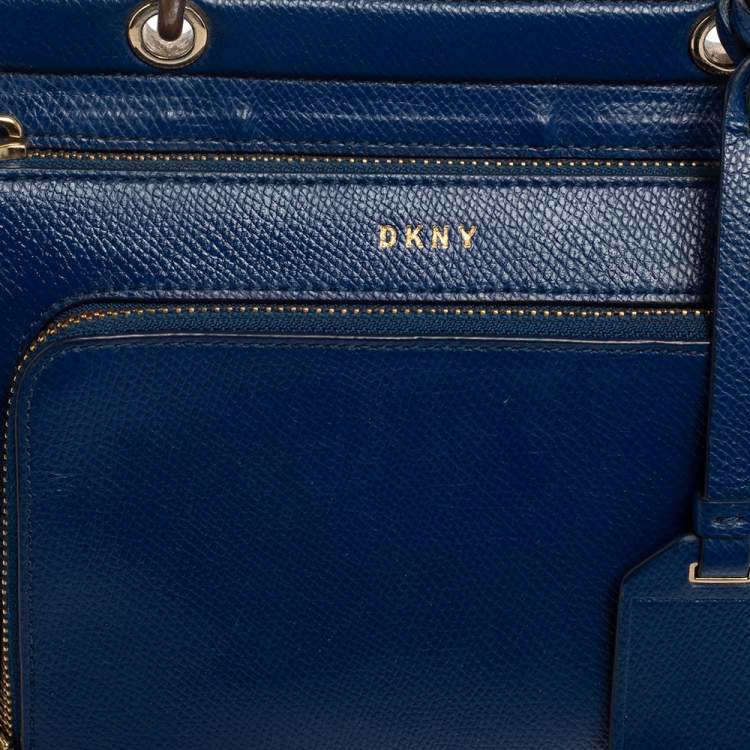 Pre Owned Dkny Blue Leather Greenwhich Top Handle Bag