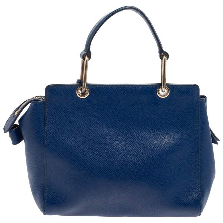 Pre Owned Dkny Blue Leather Greenwhich Top Handle Bag