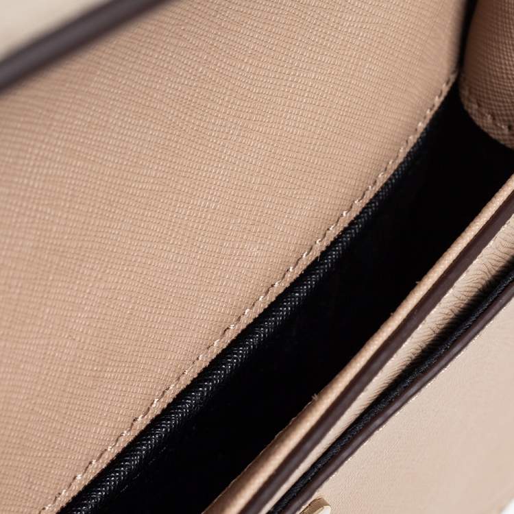 Pre Owned DKNY Beige Leather Flap Chain Crossbody Bag