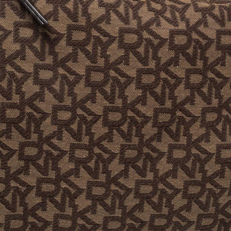 Pre Owned  Dkny Brown Leather And Canvas Monogram Hobo