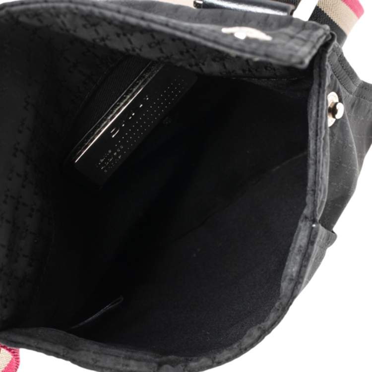 Pre Owned Dkny Black Signature Fabric Messenger