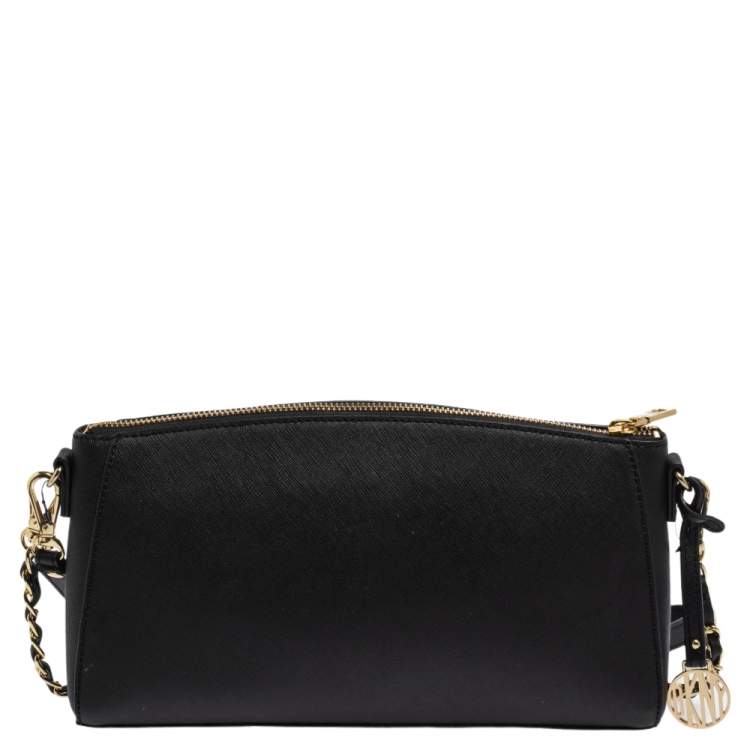 Pre Owned Dkny Black Saffiano Leather Bryant Park Crossbody Bag