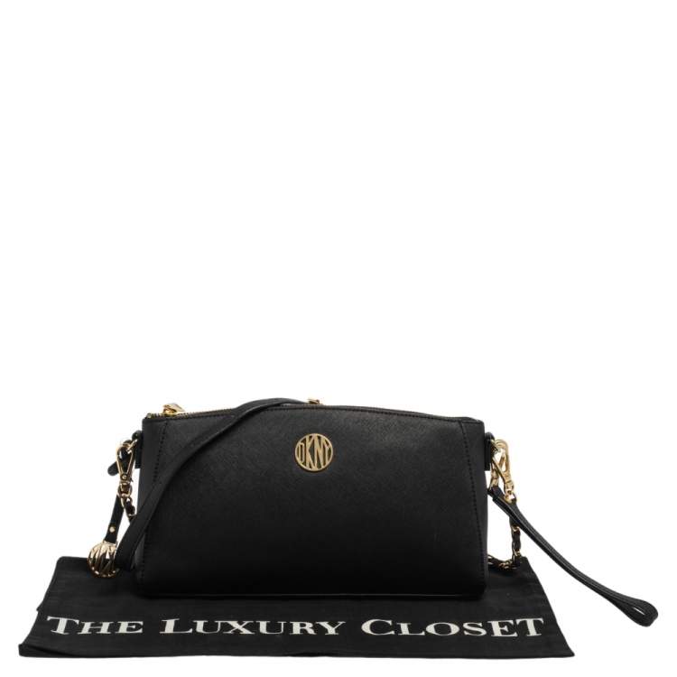 Pre Owned Dkny Black Saffiano Leather Bryant Park Crossbody Bag