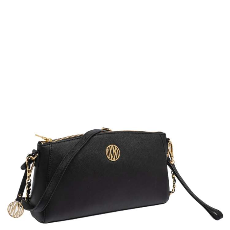 Pre Owned Dkny Black Saffiano Leather Bryant Park Crossbody Bag