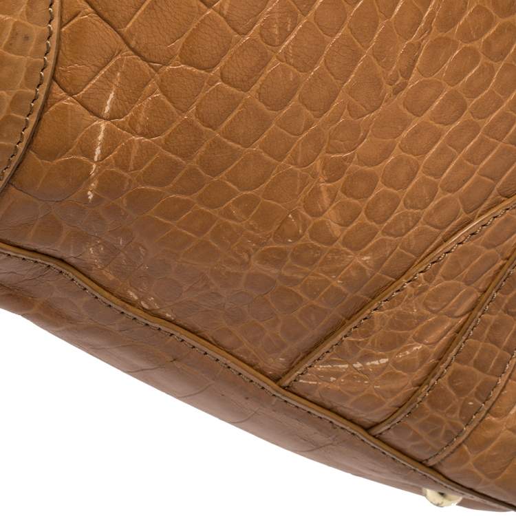 Pre Owned DKNY Brown Croc Embossed Leather Tote