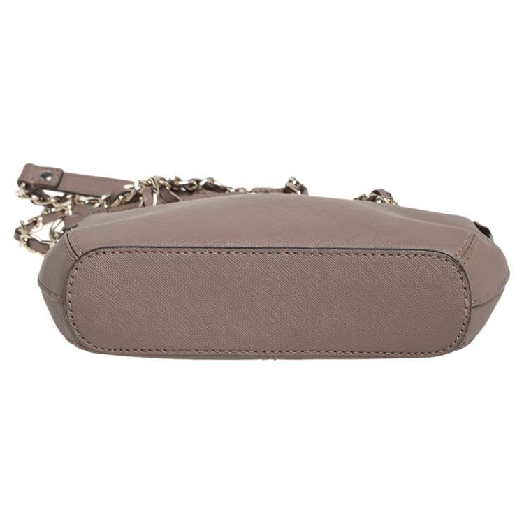 Pre Owned DKNY Dark Beige Leather Bryant Chain Shoulder Bag