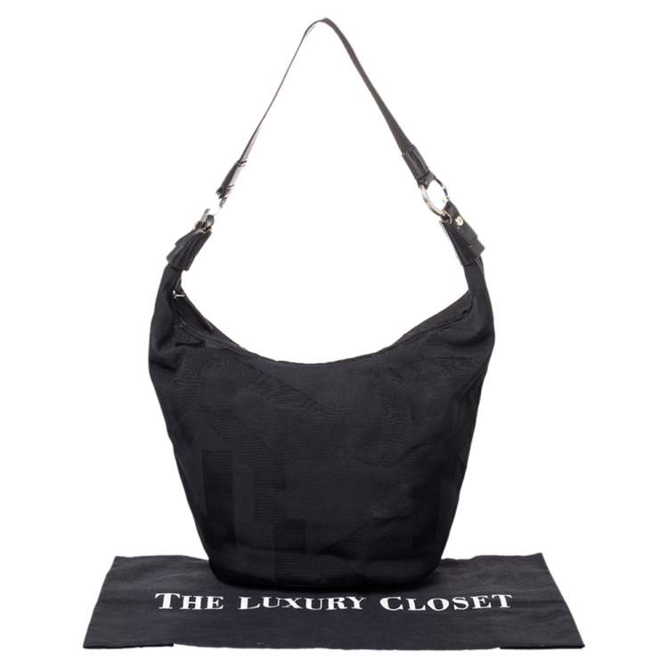 Pre Owned DKNY Black Canvas and Leather Hobo