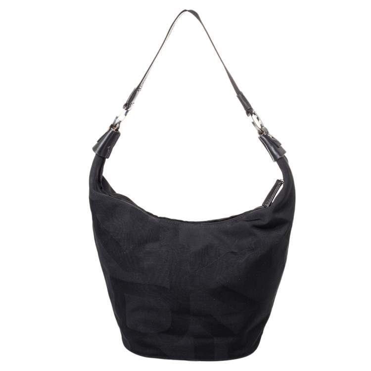 Pre Owned DKNY Black Canvas and Leather Hobo