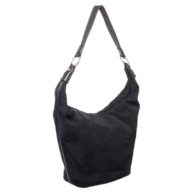 Pre Owned DKNY Black Canvas and Leather Hobo