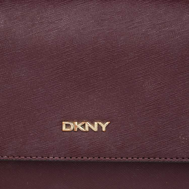 Pre Owned DKNY Brown Leather Flap Shoulder Bag