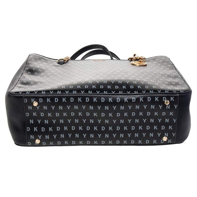 Pre Owned DKNY Black Signature Leather Chain Tote